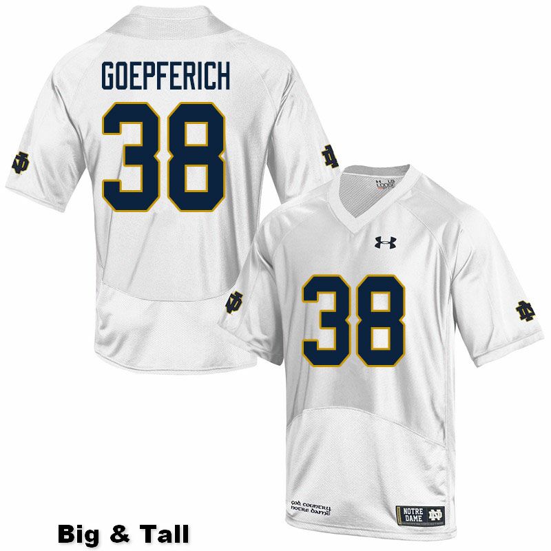 Men's NCAA Notre Dame Fighting Irish #38 Dawson Goepferich Stitched College Under Armour Authentic White Big & Tall Football Jersey QK10S88GZ